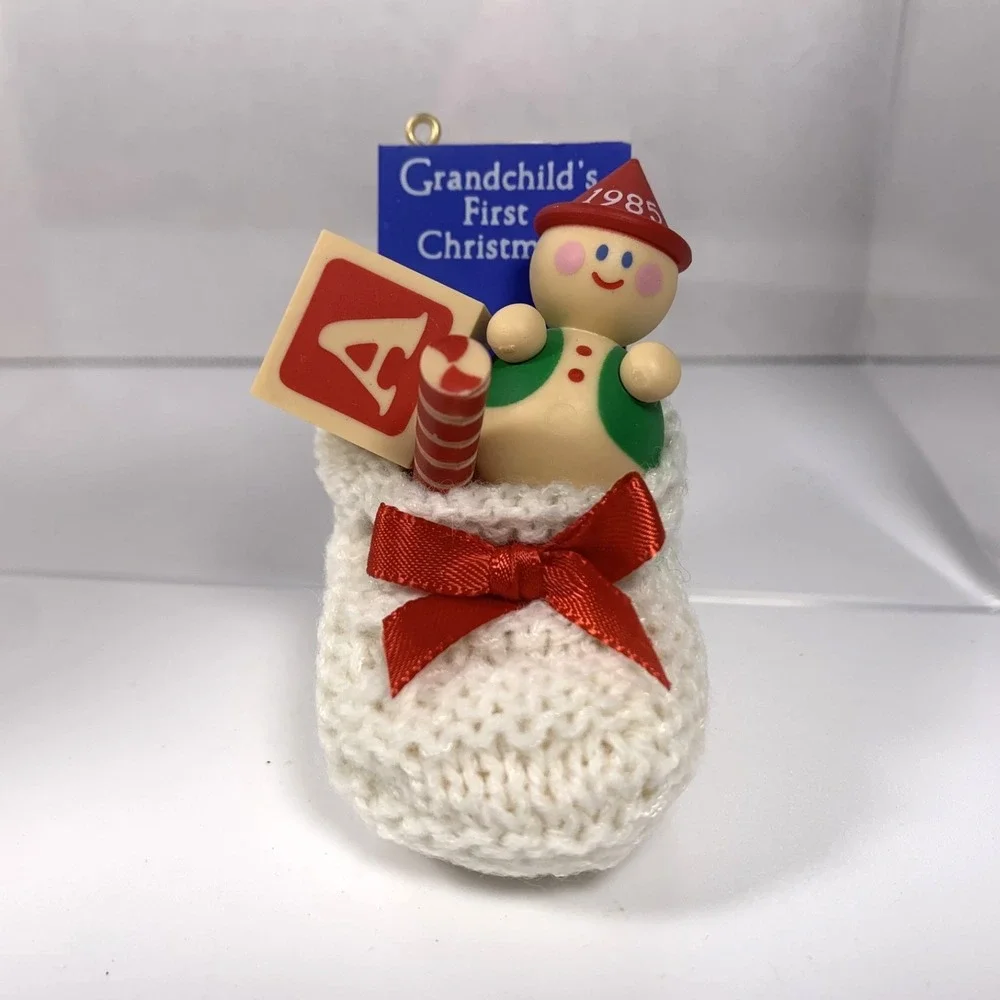 Hallmark 1985 Vintage Grandchild's First Christmas Bootie‎ Ornament
